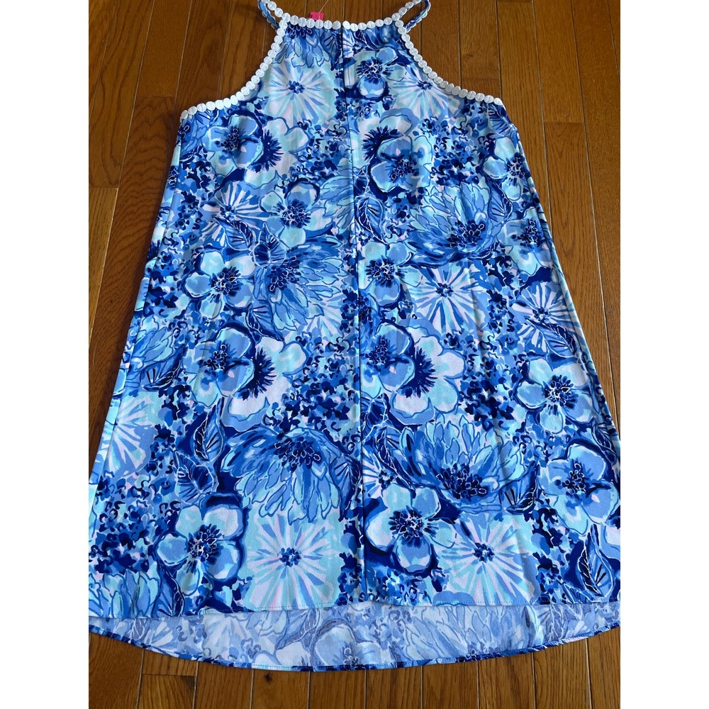 Lilly Pulitzer‎ Dress Women 6 Blue Pearl Soft Shift Crochet Lace Boho Halter NWT - Picture 6 of 10